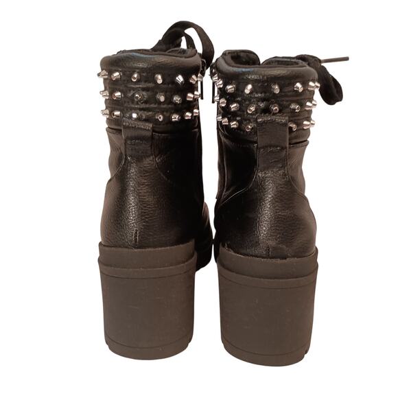 No Boundaries Black Womens Spiked Black Boots 2 Inch Block Heels Gothic Look 7.5 - Picture 4 of 9
